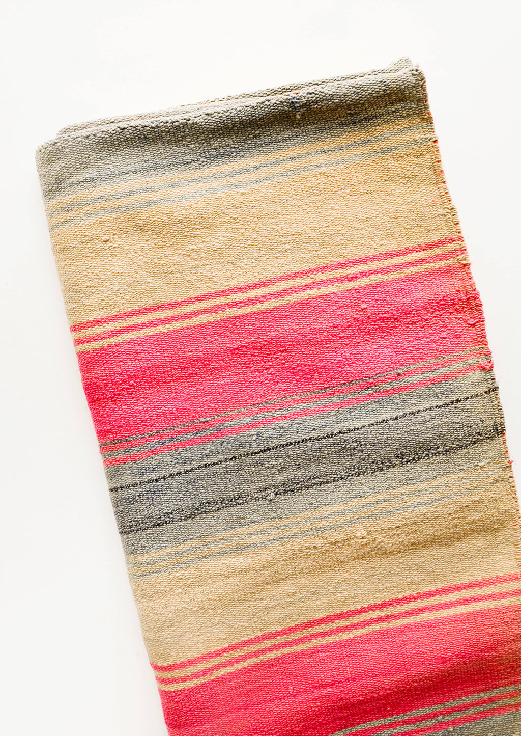 2: Vintage wool textile in tan, pink & mint striped pattern