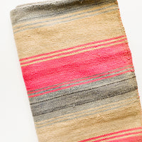 2: Vintage wool textile in tan, pink & mint striped pattern