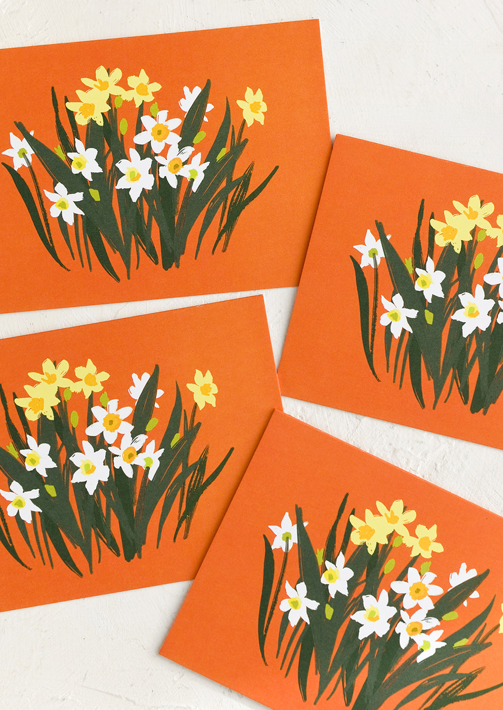 Paperwhites: A set of red paperwhite printed greeting cards.
