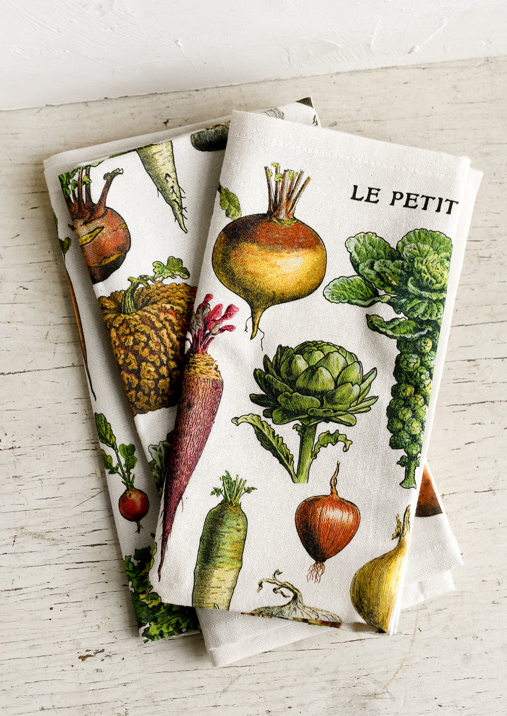 2: A set of vegetable print napkins.