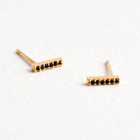 Gold / Onyx: Gem Bar Stud Earrings in Gold / Onyx - LEIF