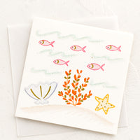 Sea Life: A small gift enclosure card with illustration of sea life scene.