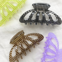 6: Gingham print hair claws in assorted colors.