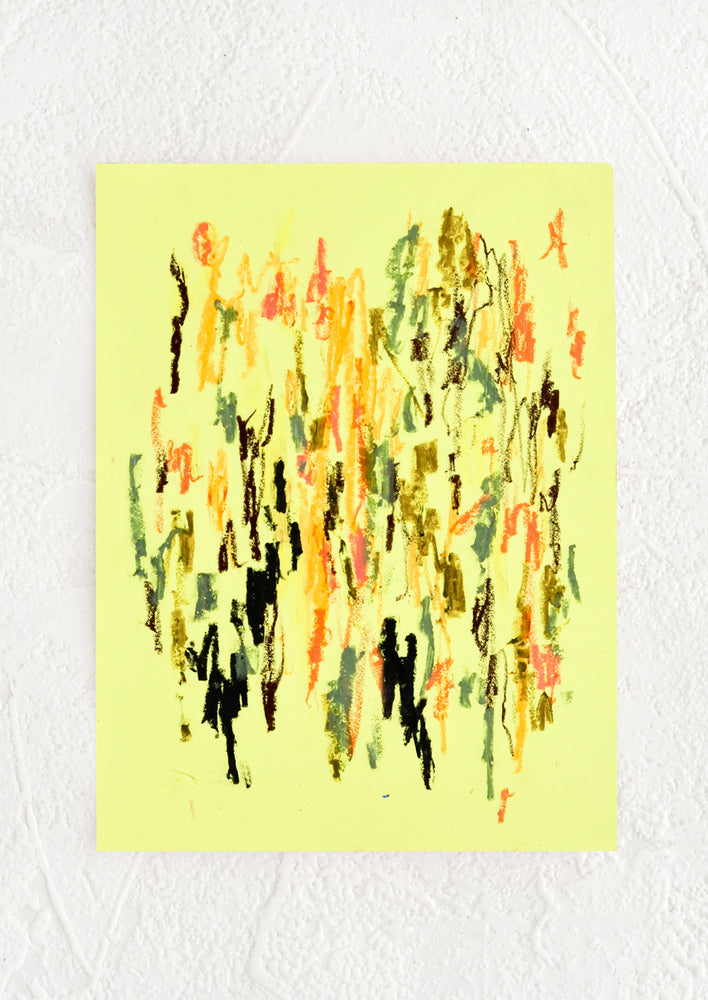1: A small, original abstract painting with neon yellow background.