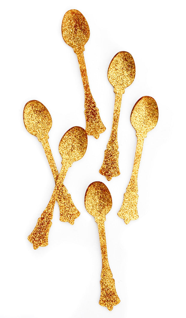 Gold Glitter: Glitter Teaspoon Set in Gold Glitter - LEIF