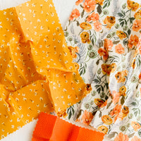 Set of 3 / Golden Meadow: Floral Print Beeswax Wrap
