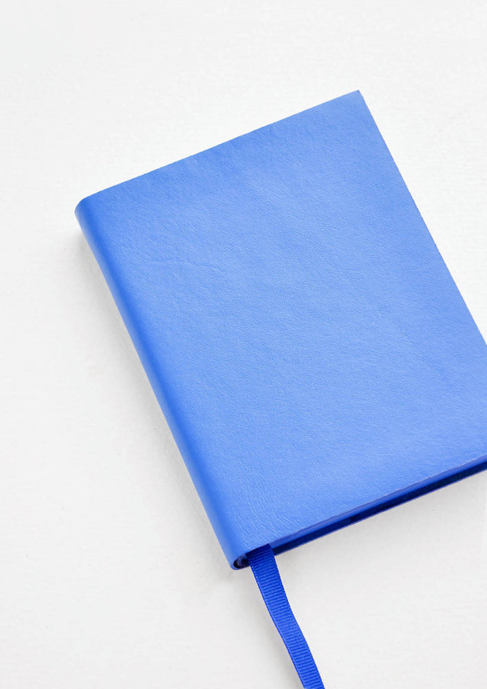 Klein Blue: Blue leather notebook with grosgrain ribbon bookmark.