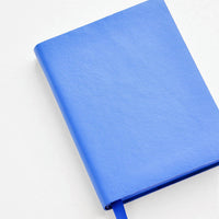 Klein Blue: Blue leather notebook with grosgrain ribbon bookmark.