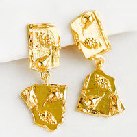 1: A pair of earrings with double broken tile silhouette.