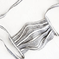 Grey / White Ripple: Striped Linen Tie Mask
