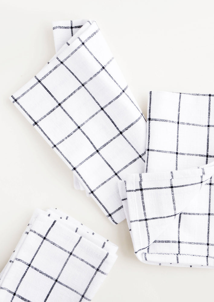 Grid Print Washed Cotton Dinner Napkin Set LEIF