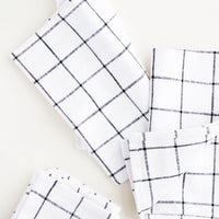 2: Cloth cotton napkins in white with charcoal grid print
