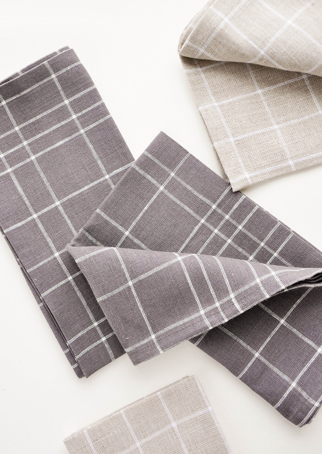 2: Grid Linen Napkin Sets in Flax & Charcoal | LEIF