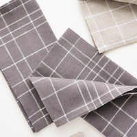 2: Grid Linen Napkin Sets in Flax & Charcoal | LEIF