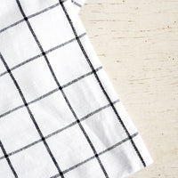 2: White cotton tablecloth with black grid pattern