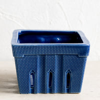Cobalt: A ceramic berry basket in cobalt blue.