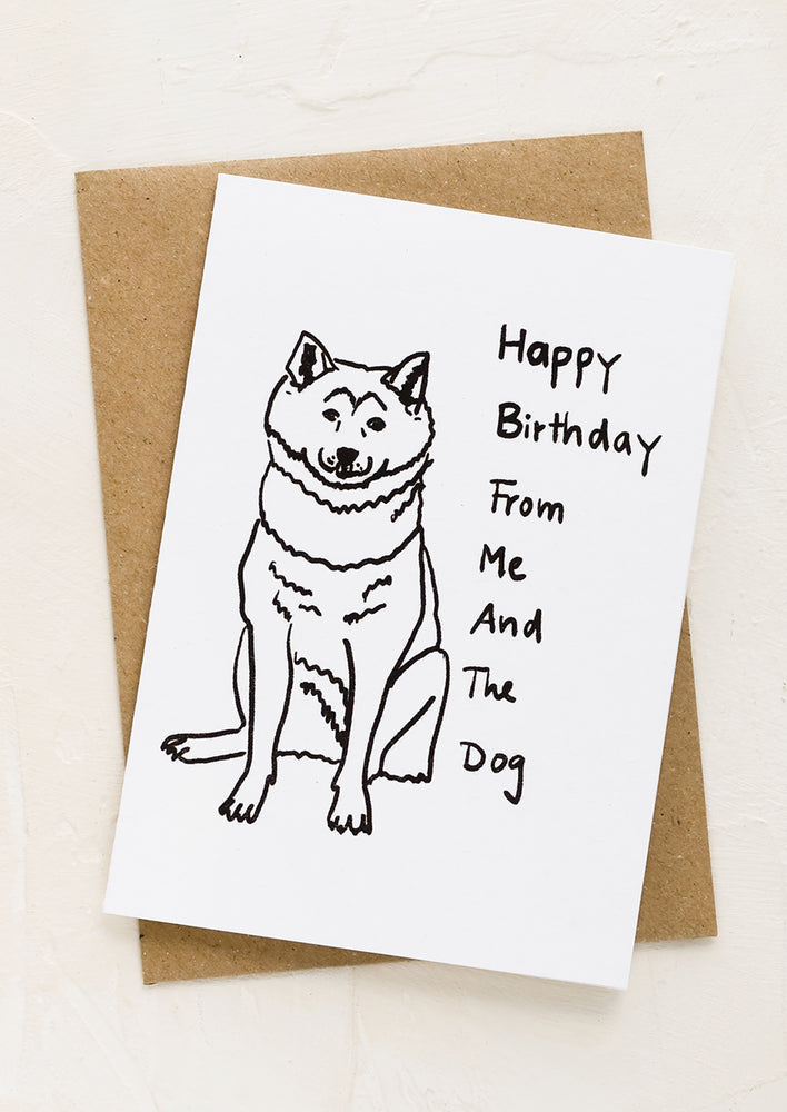 1: A greeting card with illustration of dog.