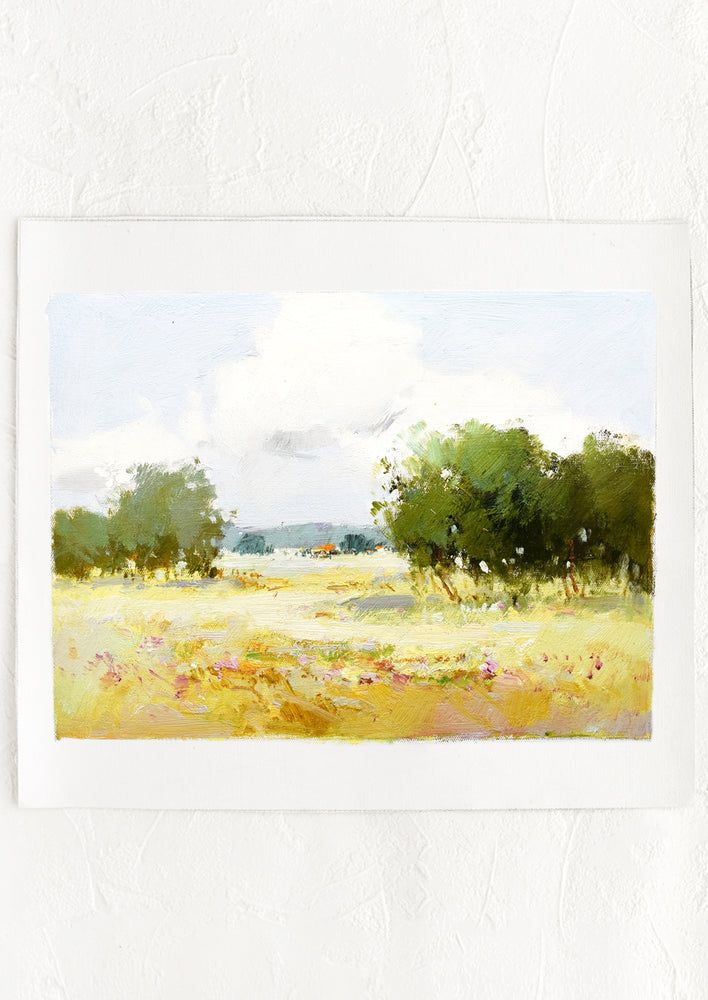 1: An original pastoral landscape oil painting.