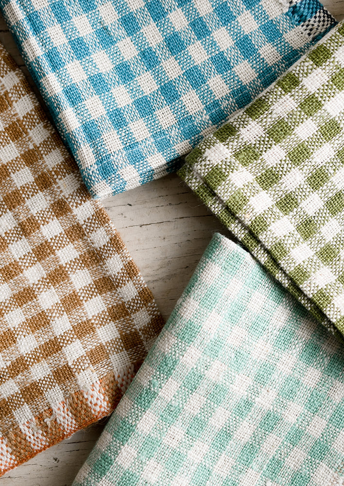 Gingham napkins in four assorted colors.