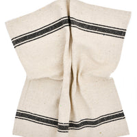 5: Thick woven cotton kitchen towel in natural with thick black stripe