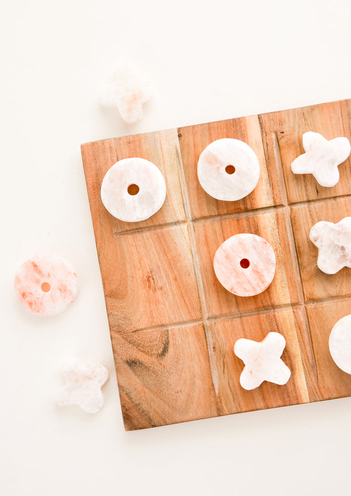 Wooden Tic Tac Toe Board with Pink Salt Letters - LEIF
