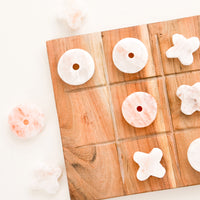 1: Wooden Tic Tac Toe Board with Pink Salt Letters - LEIF