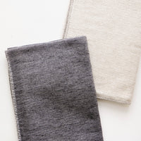 2: Waffle Textured Cotton Blend Blankets in Oatmeal and Charcoal