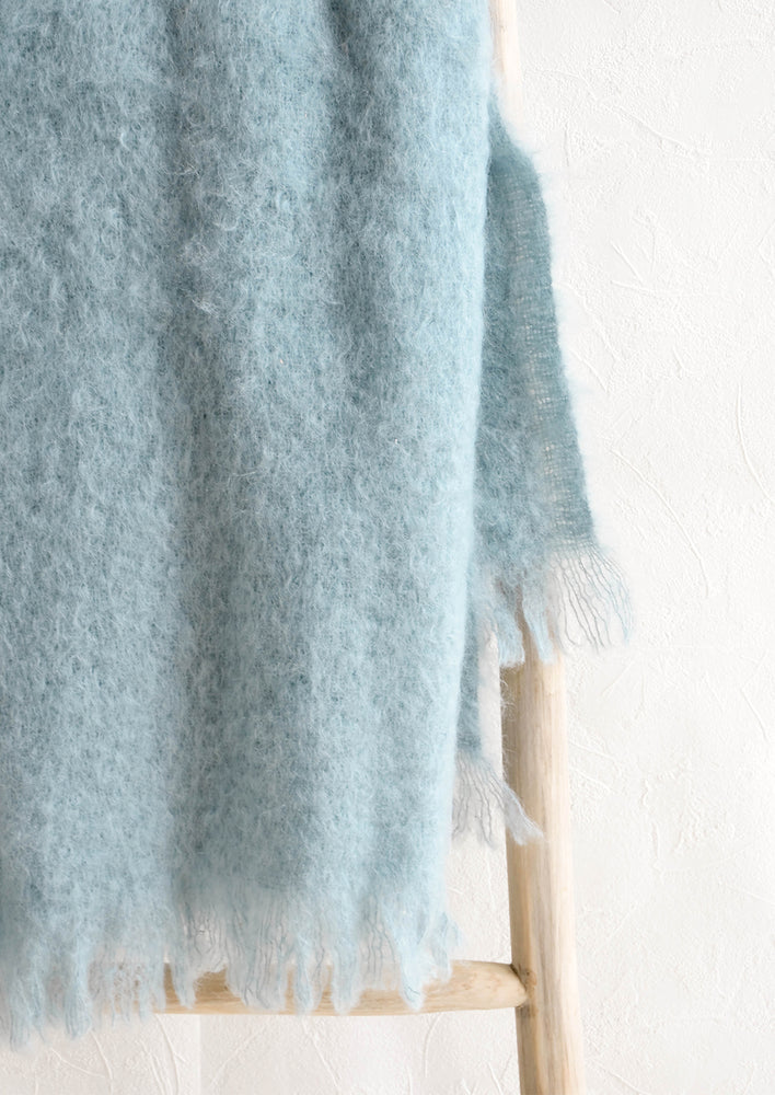 2: Fluffy, mohair fiber blanket in blue