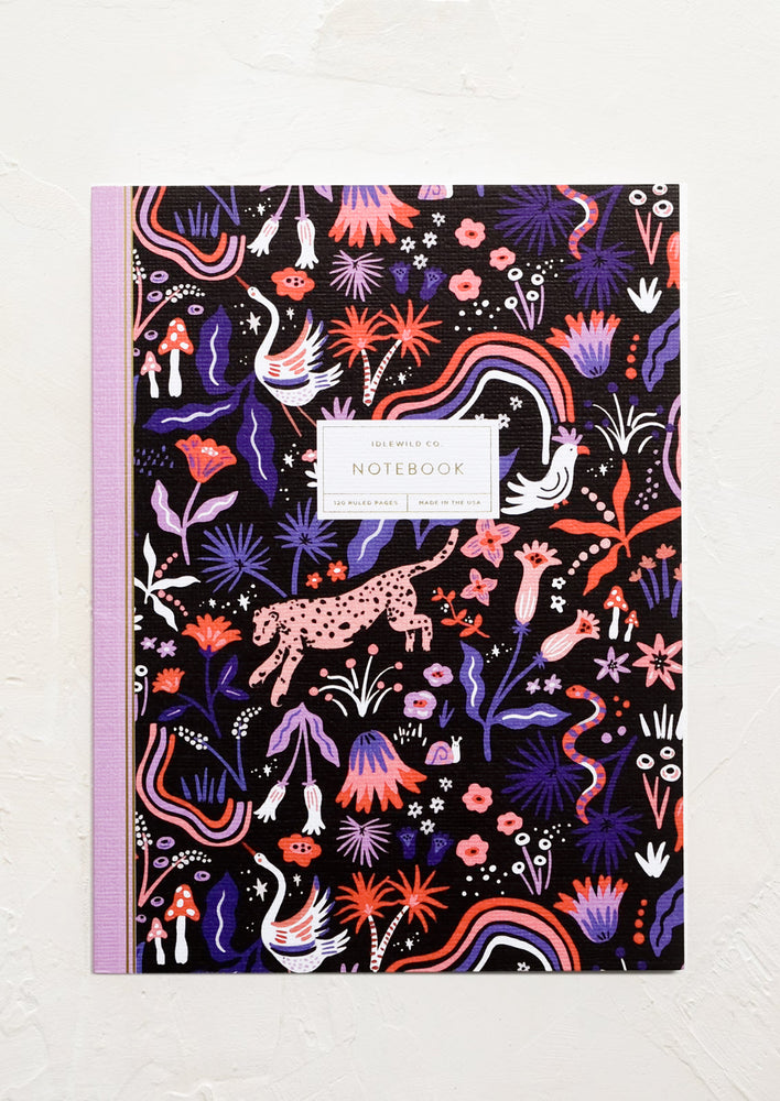 A midnight menagerie printed notebook.