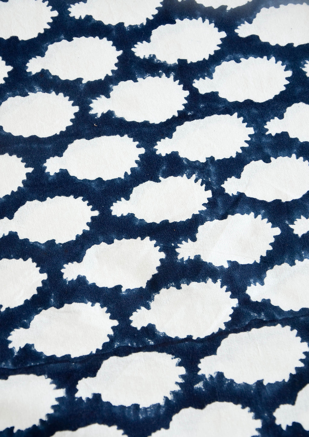 2: Indigo fabric with batik design in white