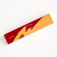 Hinoki Mint: Patterned box in dark red and orange, containing 30 incense sticks in mint scent