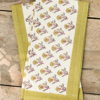 5: A pair of block printed floral napkins.