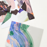 2: Greeting card reading "just so happy with you" paired with artful abstract printed envelope
