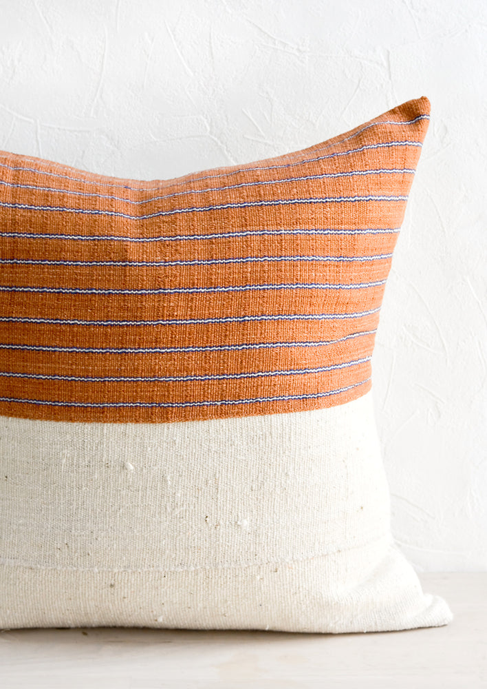 Karen Stripe Pillow in Rust & Indigo