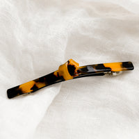 Tortoise: Acetate barrette with knot detail in tortoise