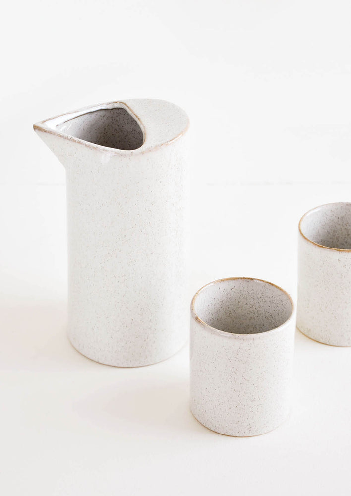 Angular Modern Ceramic Pitcher in Speckled Glaze - LEIF