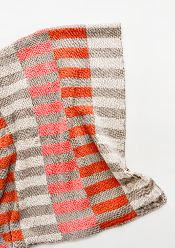 Lanai Recycled Cotton Blanket in Taupe / Coral - LEIF