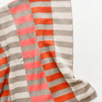 Taupe / Coral: Lanai Recycled Cotton Blanket in Taupe / Coral - LEIF