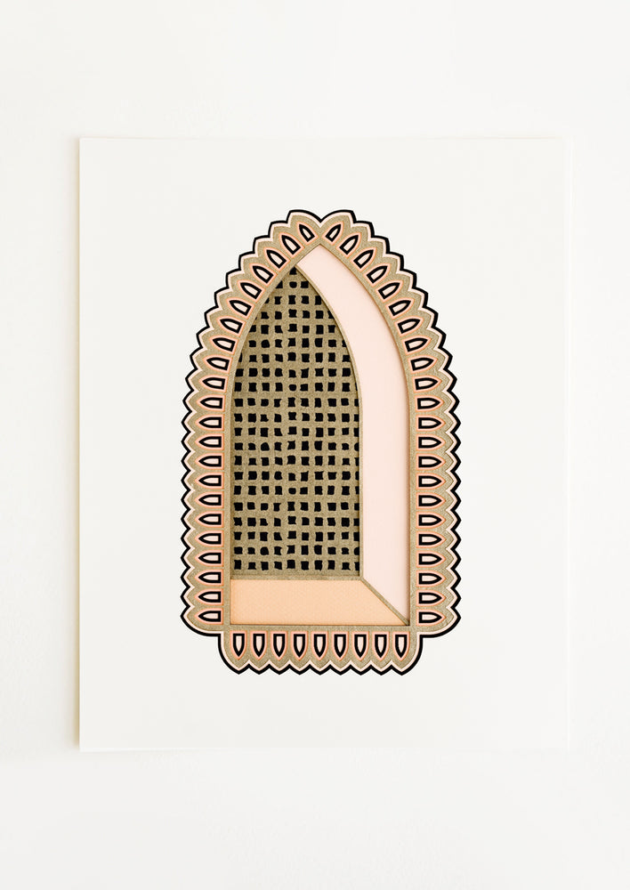 A lasercut art print with shape of Moroccan inspired doorway.