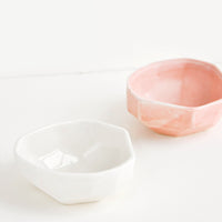 White: Faceted Mini Ceramic Dish in White - LEIF