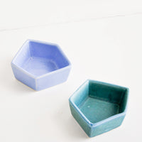 1: Small Geometric Ceramic Dishes in Blue - LEIF