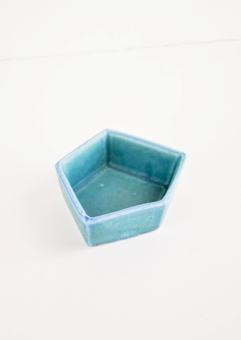 Aquatic: Small Geometric Ceramic Dish in Turquoise - LEIF