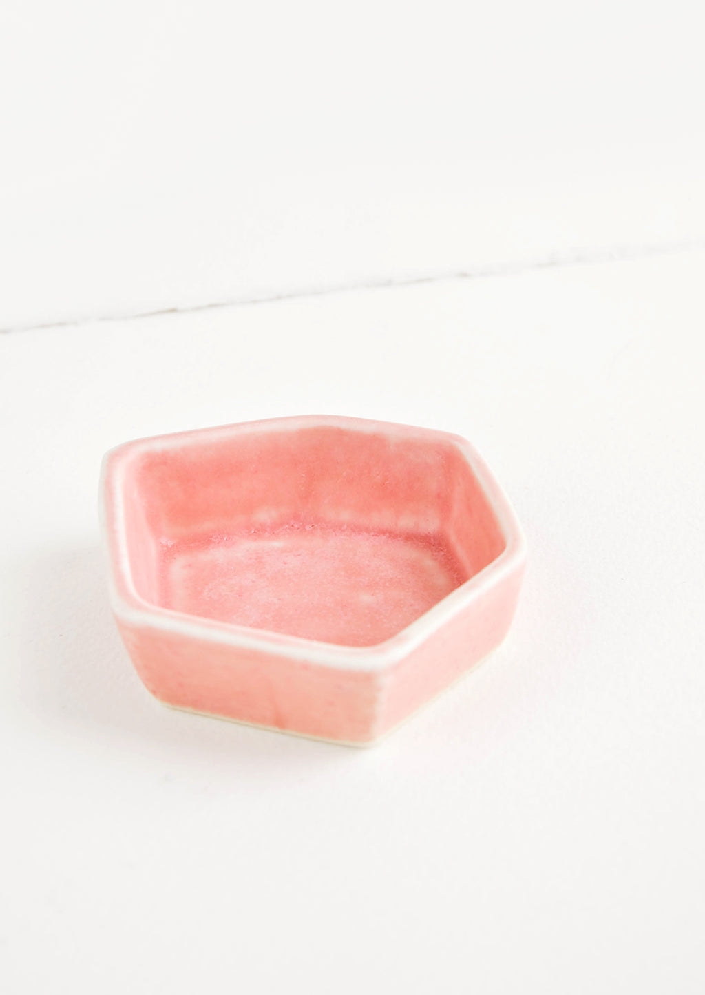 Pink: Skewed Hexagon Ceramic Mini Dish in Pink - LEIF