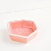 Pink: Skewed Hexagon Ceramic Mini Dish in Pink - LEIF