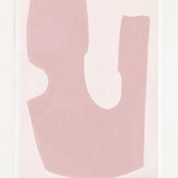 1: An abstract deep pink U-like form sits against a pale pink background.