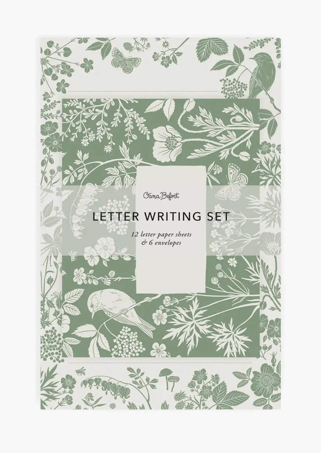 Spring Greens: Green and white floral and bird print letter kit.