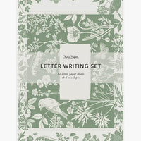 Spring Greens: Green and white floral and bird print letter kit.