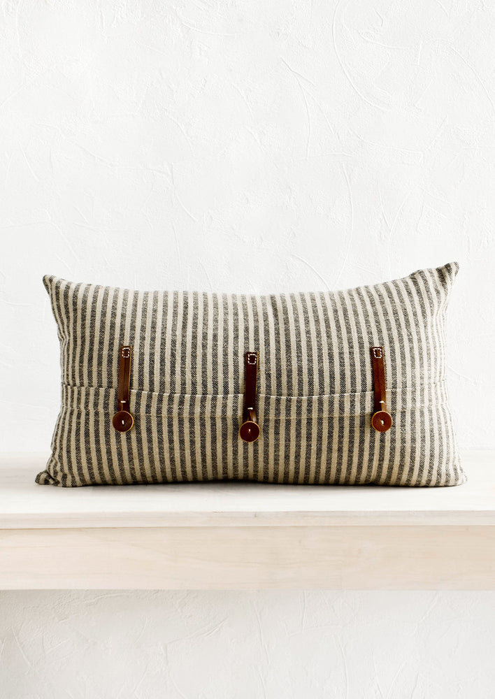 Liam Leather Trim Striped Pillow hover
