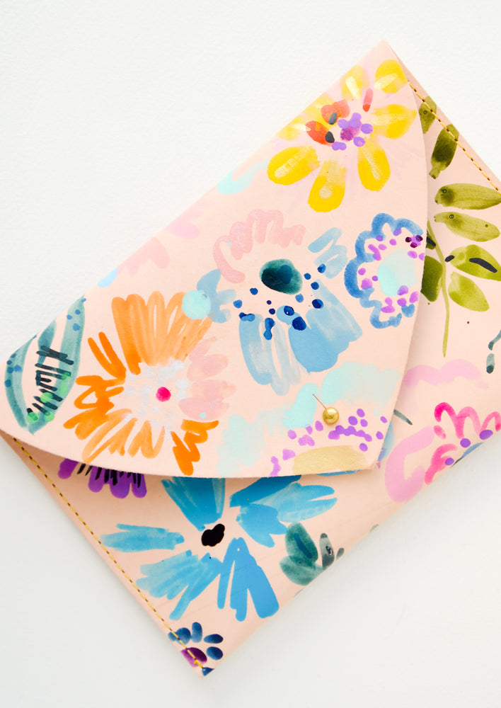 1: Floral Composition Leather Clutch in  - LEIF
