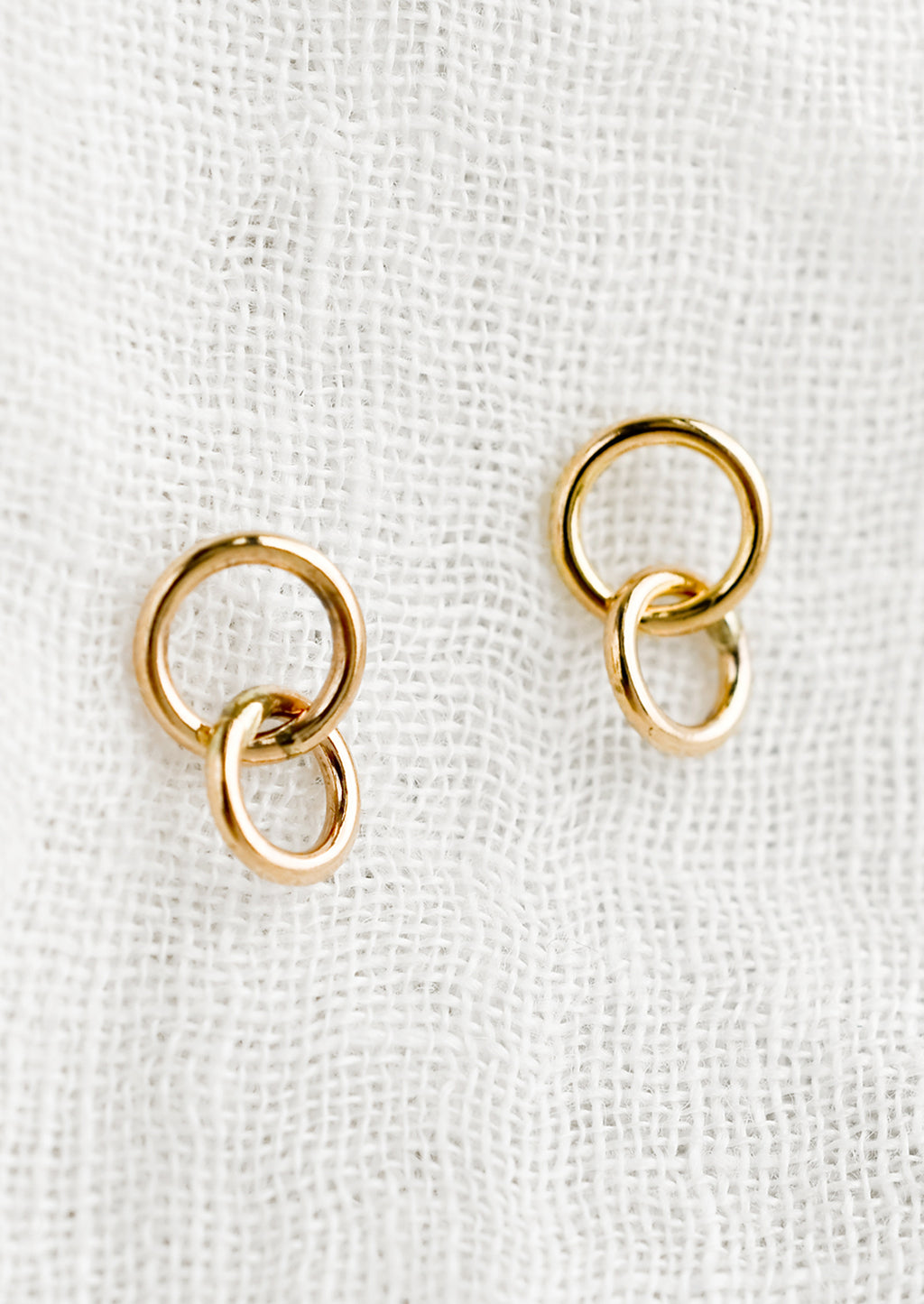 1: A pair of double circle gold earrings.